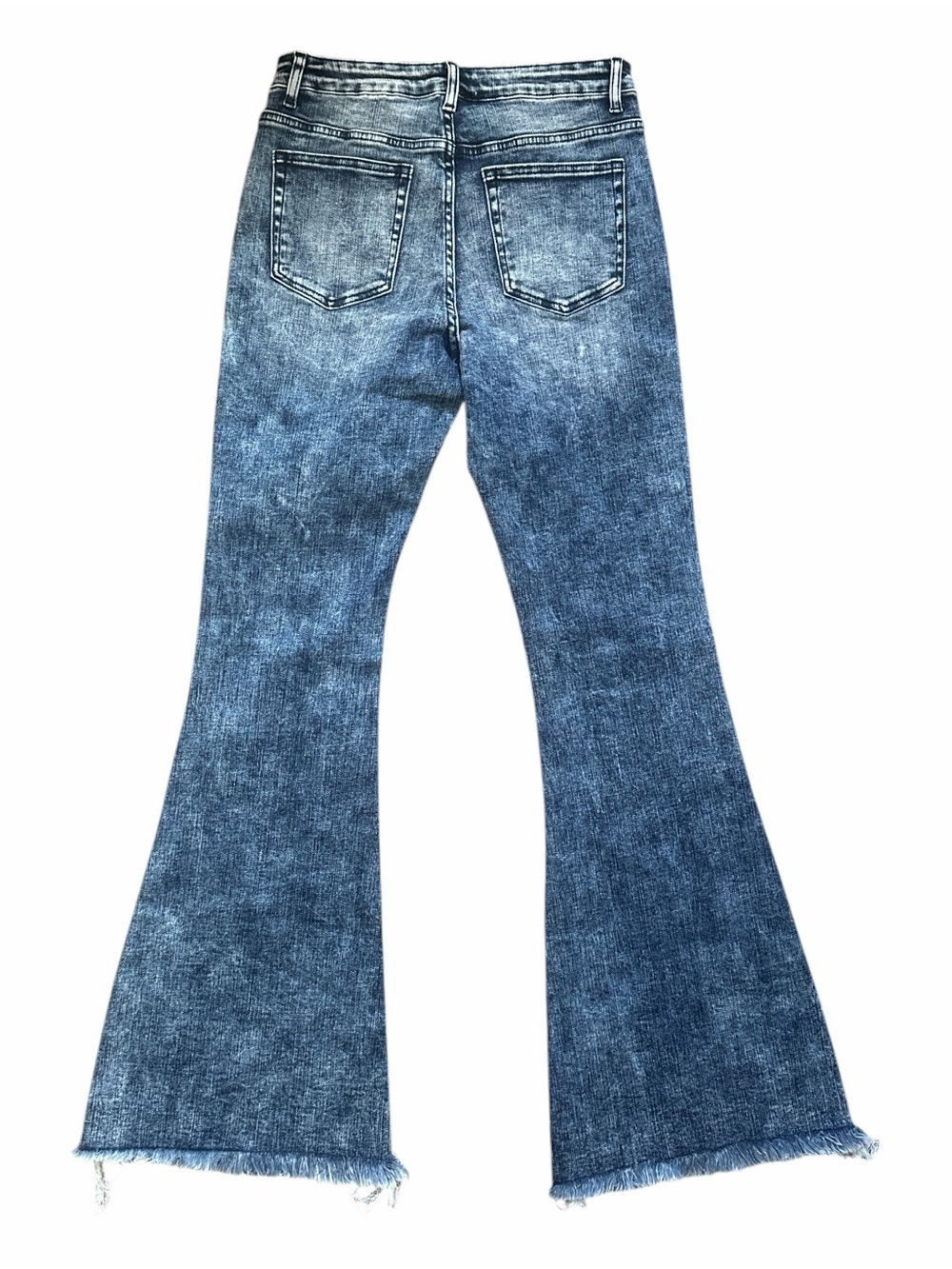 Vervet by Flying Monkey Acid Wash High-Rise wide leg Jeans Raw Frayed Hem 30 - Picture 3 of 7